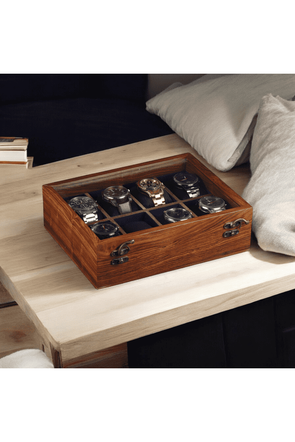 Wooden Watch Box, Wood Watch Box for Men & Women, Rosewood Crafted Watch Box, Watch Display Case, Storage Organizer - 8 Slots, Gift