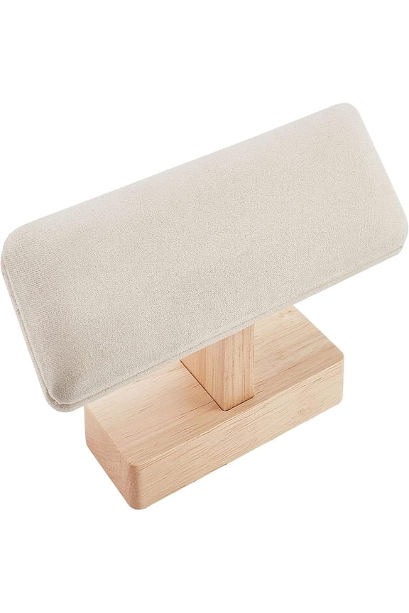 Wooden Watch Display Stand T-Bar Bracelet Holder Suede Jewelry Organizer Holder Removable Bangle Pendants Anklet Tower Rack for Home Use Retail Display Selling Gainsboro 19.5x5x8.9cm