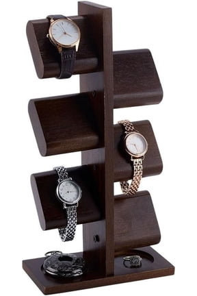 Wooden Watch Holder Stand Watches Display Tower Watch Display Racks Multiple Watches Organizer Tabletop Jewelry Holder for Father's Day Men Gifts