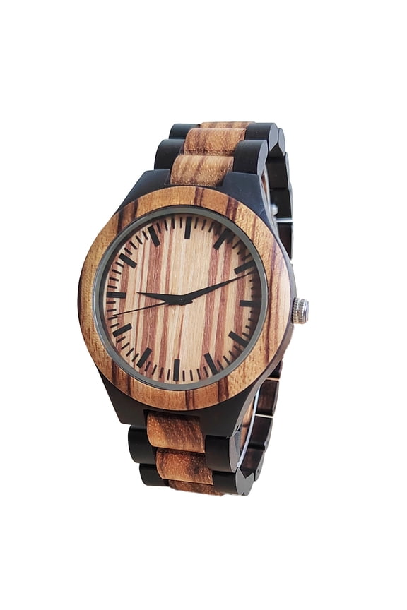 Wooden Watch for Men - Precise Analog Quartz Movement, Simple yet Stylish Round-Shaped Case, Timeless Classic Design - Perfect Accessory for Mens Fashion
