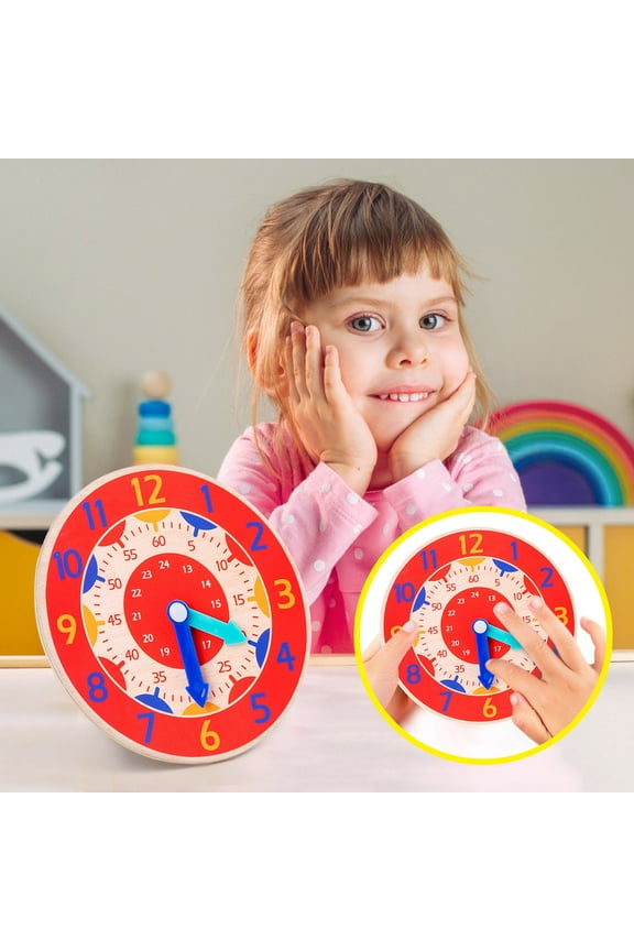 Wooden Watch Model for Kids - Educational Learning Toy with Colorful Number Blocks, Safe Solid Wood Design, Perfect for Preschool Time-Telling Practice, Great Gift for Birthdays & Holidays