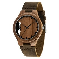 Wooden Watches for Men, Stylish Exotic Wrist Watch with Creative Dial Adjustable Stainless Steel Buckle, Leather Straps, Casual Watches for Man