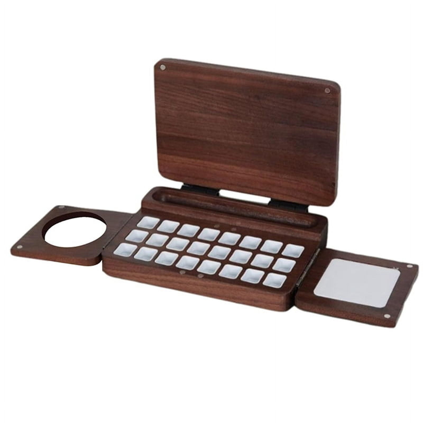 Wooden Watercolor Palette, 6.7x4.7x1.6inch 24 Grids Paint Palette with Mixing Tray & Lid New
