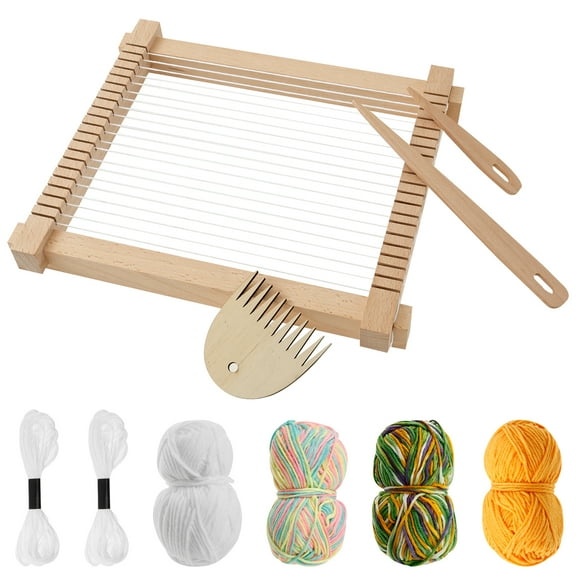 Wooden Weaving Frame Tool Kit Funny Children Weaving Tool Set Safe Beginner Knitting Kit with Wool for Kids Beginners