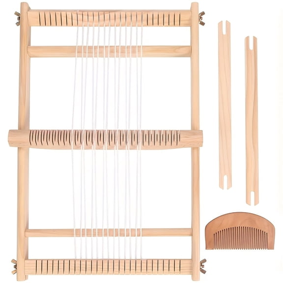 Wooden Weaving Loom Frame Kit with Shuttle & Beater  Traditional DIY Tool for Tapestry, Wall Hanging, Carpet Crafts  Handmade Home Decor Gift for Adult Beginners
