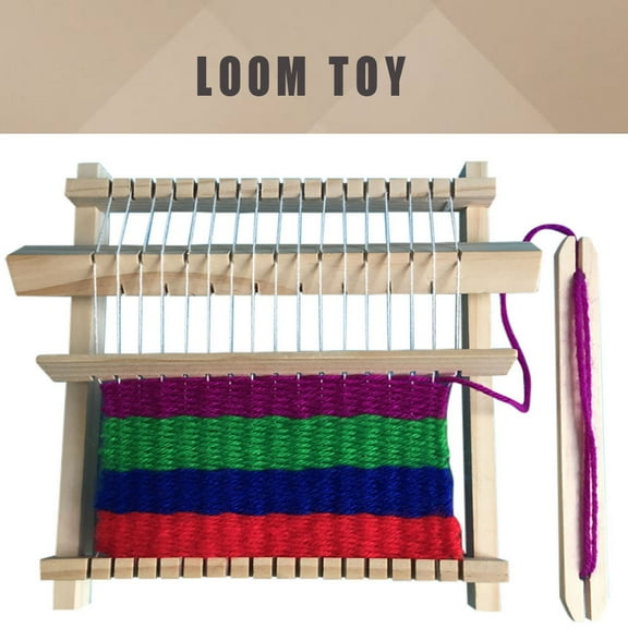 Wooden Weaving Loom Kit DIY Handwoven Craft Loom with Yarn for Beginners Portable Arts Crafts Weaving Frame and Tools for Home Crafting and Decorative Projects