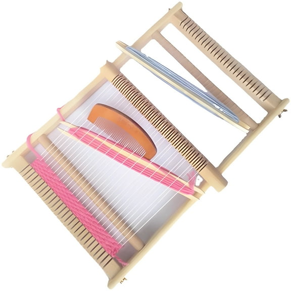 Wooden Weaving Loom for Kids, Adjustable Craft Frame, Includes Yarn Needle Shuttle Comb, Multi-Craft Weaving Loom Large Frame