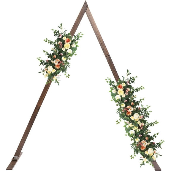 Wooden Wedding Arch 6.9 X 8.2ft Triangle Natural Wood Wedding Backdrop Stand Wedding Arch Decorations for Parties, Outdoor Events, and Garden Decorations (Triangle Shape)