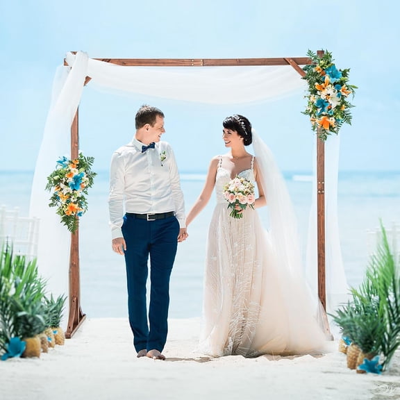 Wooden Wedding Arch for Ceremony, 7.2 FT Square Solid Wood Arbor for Wedding Backdrop Stand, Rustic Boho Wedding Decoration for Indoor Outdoor Birthday Proposal Party Garden Lawn Beach