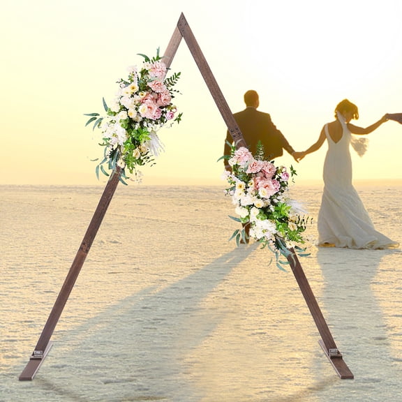 Wooden Wedding Arch, Large Triangle Wedding Arch 6.9x8.2ft Solid Wood Frame, DIY Rustic Arch for Wedding Ceremony, Party, Garden Decor - Easy to Decorate with Lights Greenery