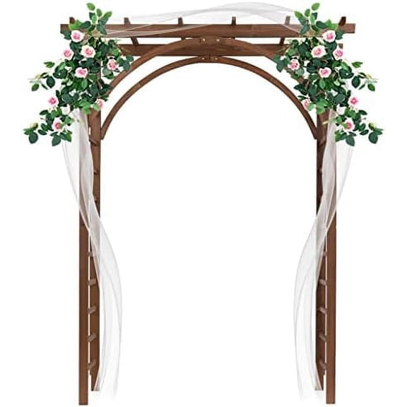 Wooden Wedding Arch, Wooden Pergola, Photo Booth Backdrop Stand, Garden Trellis Archway for Weddings, Parties, Indoor, Outdoor, Backdrops Decorations (63" L x 24" W x 85" H)$$Garden &