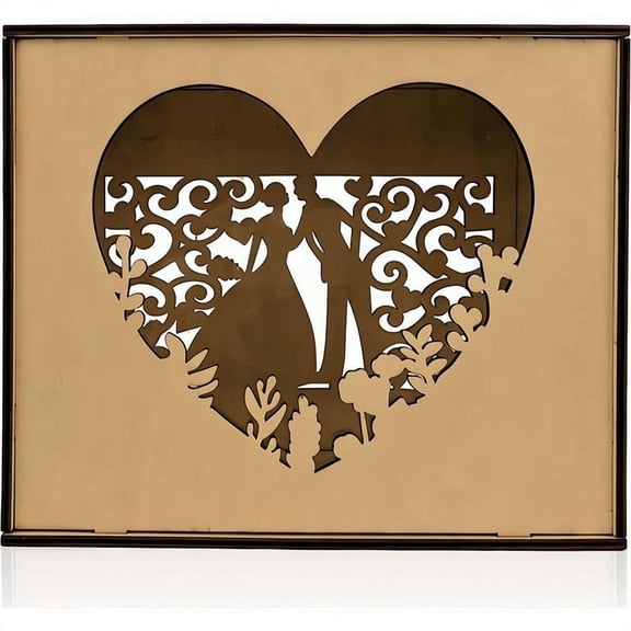 Wooden Wedding Card Box, Rustic Gift Card Holder for Reception Decor, Money Newly Named Box with Hollow Heart Silhouette, Easy Assembly