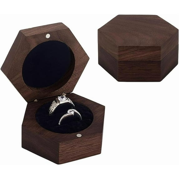 Wooden Wedding Ring Box 3 Slots Ring Storage Box Walnut Wood Jewelry Holder Ring Bearer Boxes DIY