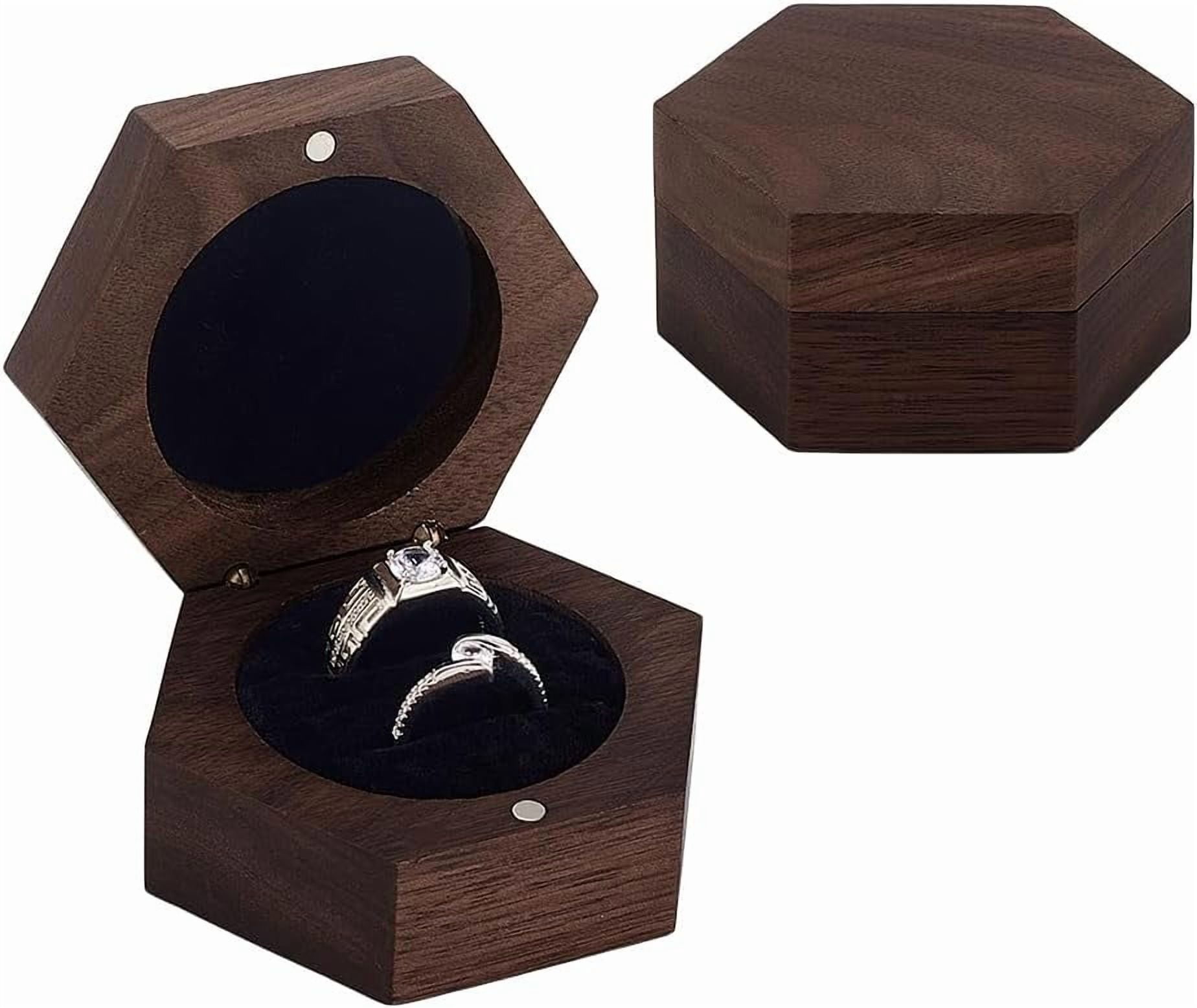 Ring Box For Large Rings Wooden Wedding Ring Box 3 Slots Ring Storage Box Walnut Wood Jewelry ...