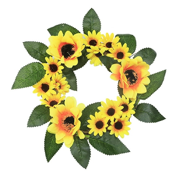 Wooden Welcome Plaque, Casaio Artificial Wreath Door Decorative Wall Pendant Sunflower Yellow For Home Front Decoration &