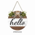 thumbnail image 1 of Wooden Welcome Sign, 11.8 in / 30 cm Rustic Round Wood Door Hanging, Farmhouse Porch Decor with Bow and Faux Greenery, Front Door Decorations for Home, Thanksgiving, 1 of 5