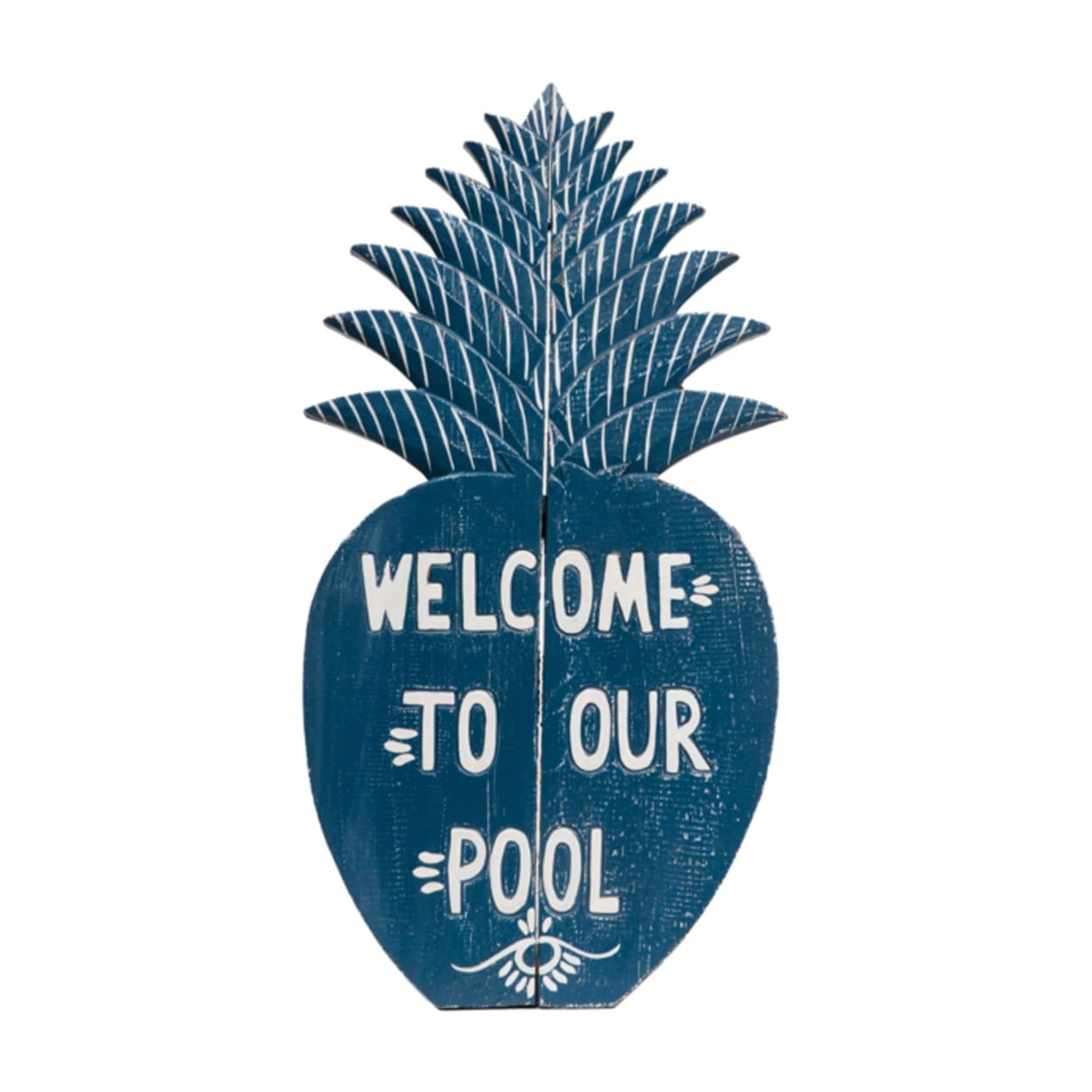 Blue Acacia Wood Pineapple Pool Welcome Sign