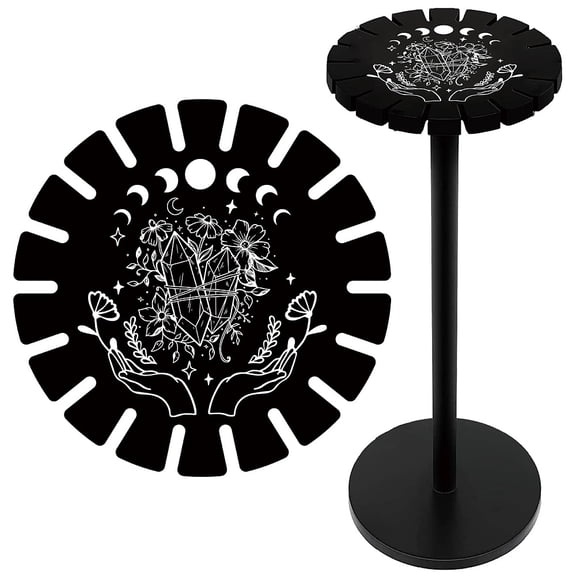 Wooden Wheel Wooden Display Shelf Black Holder Stand Rustic Divination Pendulum Storage Rack Stuff Moon 120x10mm Hole: 20mm diy