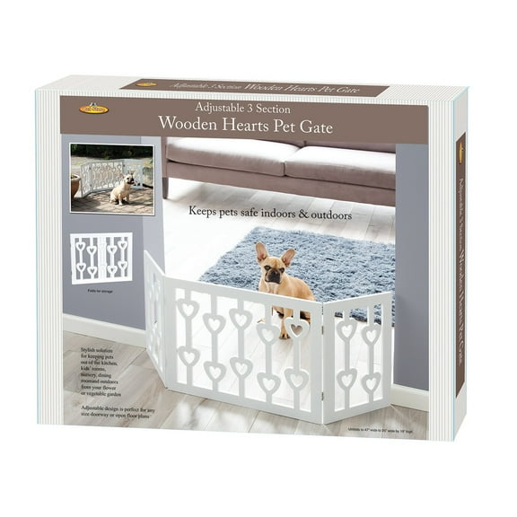 Wooden White Color Heart Shape Design Pet Gate - medium