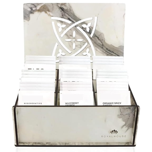 Wooden White Marble Tea Bags 80 Count 9 Flavor Variety Pack Premium Assorted Tea Selection, Gourmet Hot Beverage Sampler for Home, Office, Christmas Gift