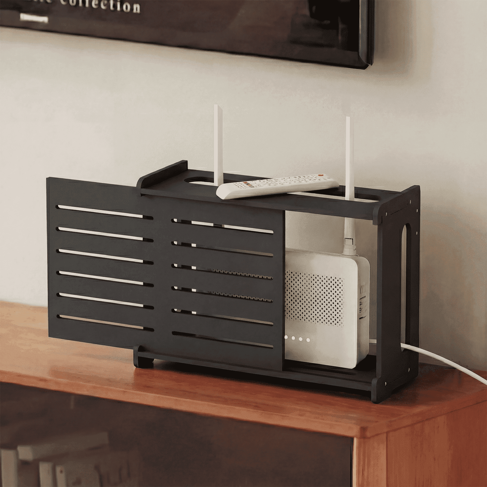 Wooden WiFi Router Storage Box Hider Shelf, Decorative Projector Box ...