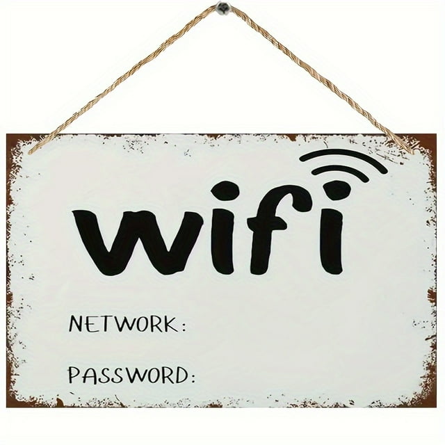 Wooden Wifi Sign Board 7.8x5 Inch Vintage Rustic Wall Decor for Home