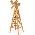 thumbnail image 1 of Wooden Windmill, Weather-Proof Wind Spinner, Outdoor Wind Mill for Garden Lawn Patio Decoration (Teak, Large), 1 of 13
