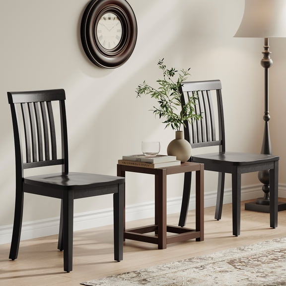 AFO Wood Dining Chairs Set of 2 with Curved Backrest for Kitchen and Dining Room,Black