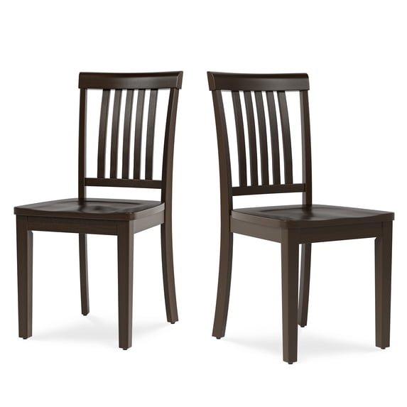 Wooden Windsor Dining Chairs Set of 2,for Kitchen,Dining Room, Dark Brown