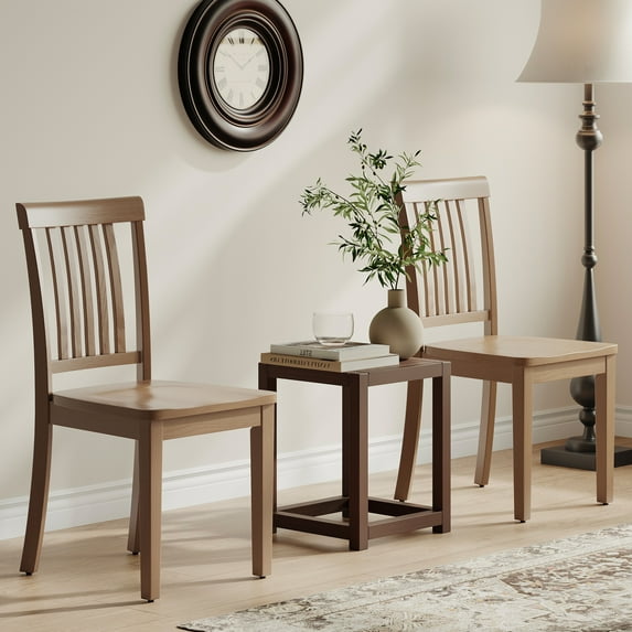 AFO Wood Dining Chairs Set of 2 with Curved Backrest for Kitchen and Dining Room,Light Brown