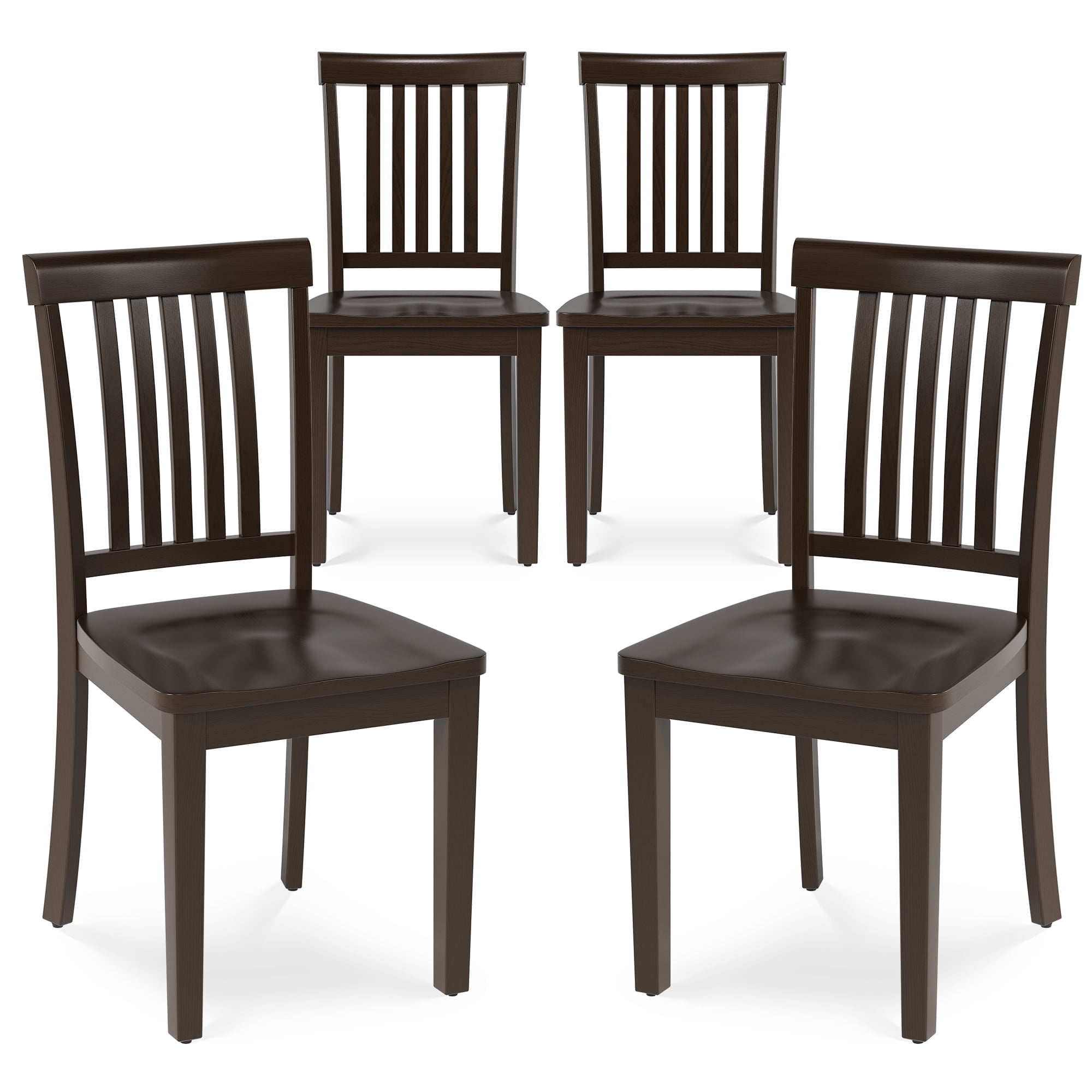 Wooden Windsor Dining Chairs Set of 4,for Kitchen,Dining Room, Dark Brown
