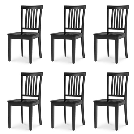 AFO Wood Dining Chairs Set of 6 with Curved Backrest for Kitchen and Dining Room,Black