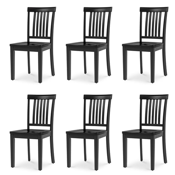 AFO Wood Dining Chairs Set of 6 with Curved Backrest for Kitchen and Dining Room,Black
