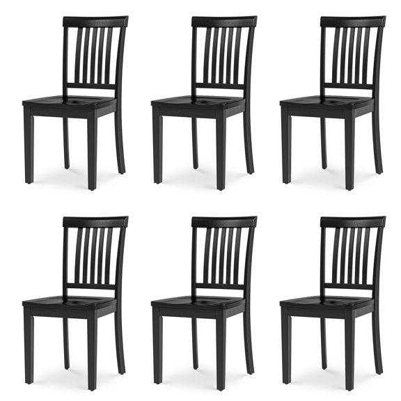 Wooden Windsor Dining Chairs Set of 6,for Kitchen,Dining Room,Black