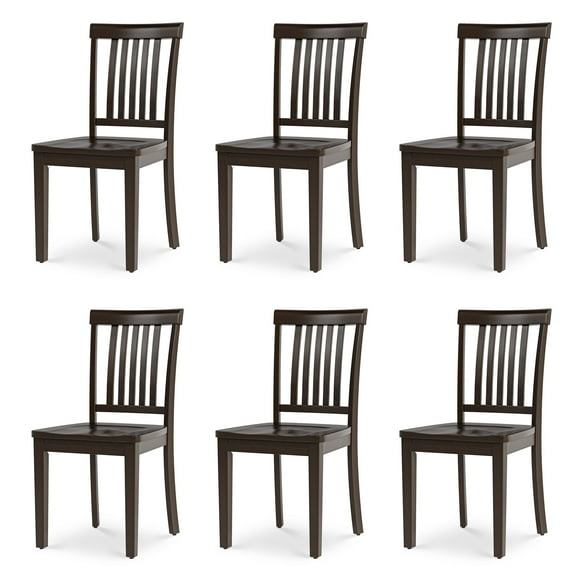 AFO Wood Dining Chairs Set of 6 with Curved Backrest for Kitchen and Dining Room,Dark Brown