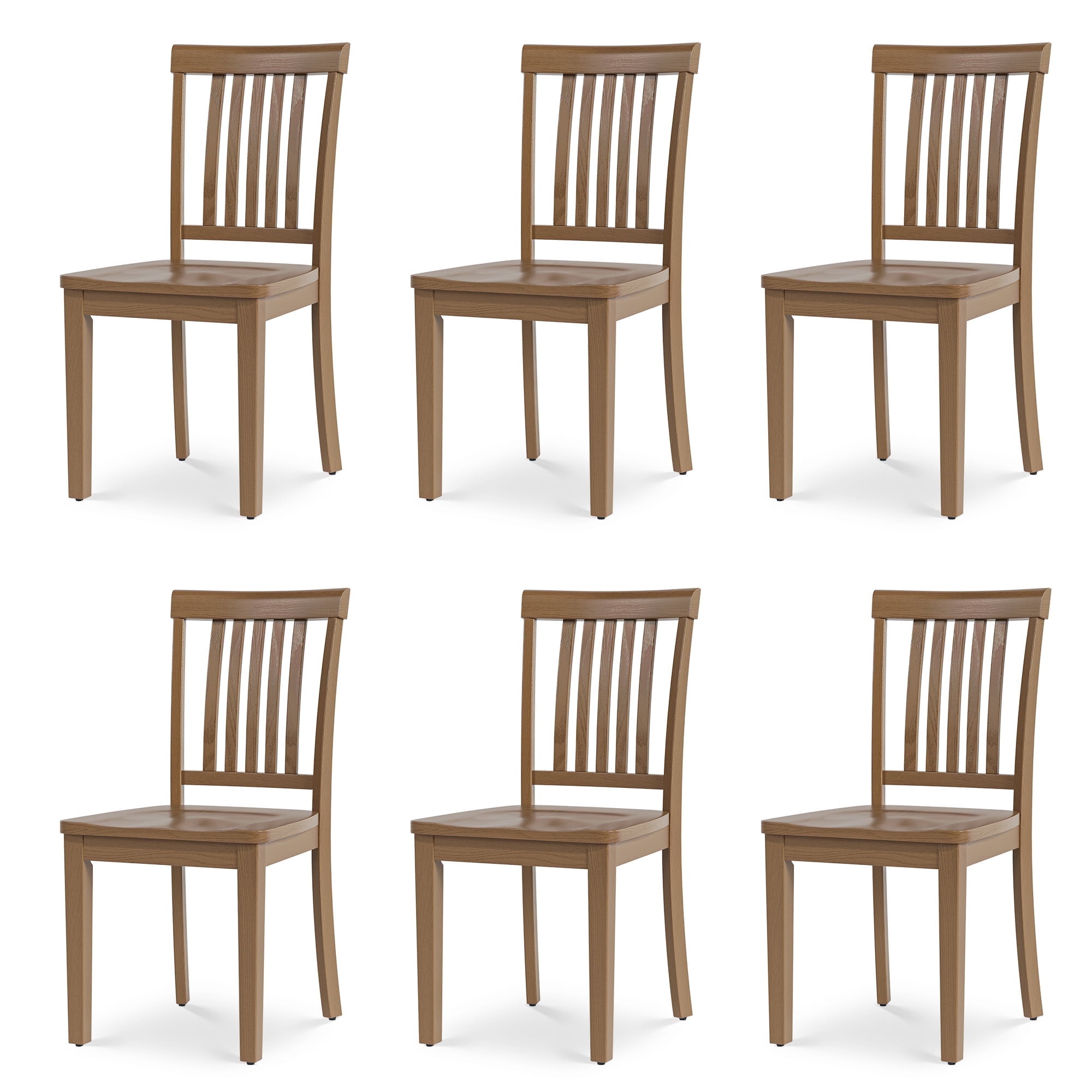 Wooden Windsor Dining Chairs Set of 6,for Kitchen,Dining Room, Light Brown