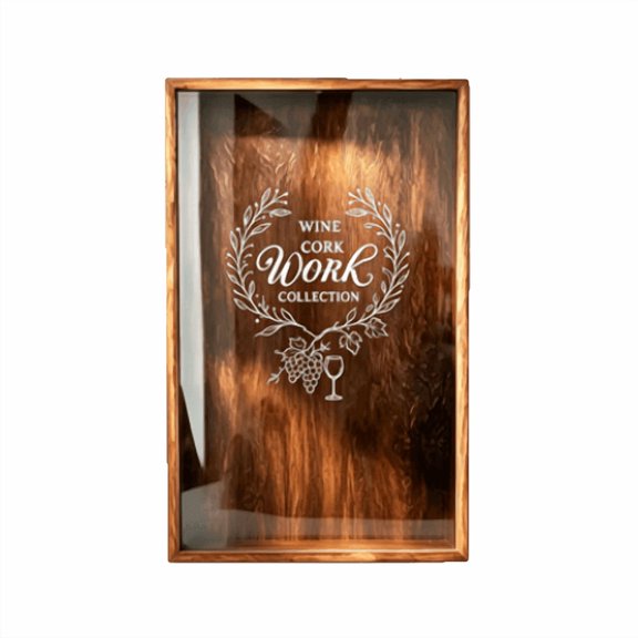 Wooden Wine Cork Display Box Frame With Clear Glass Hollow Storage Box For Bottle Stopper Collection Wall Decor 40Cm