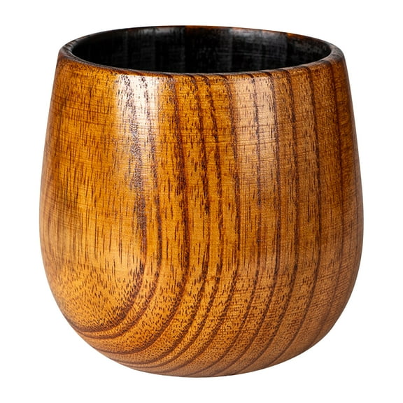 Wooden Wine Cups, Natural Solid Wood Wine Cups, Handmade Wooden Whisky Mug, Coffee Mug, Drinking Cup for Tea Coffee Wine Beer Milk (A)