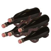Wooden Wine Rack Holds 6 Bottles - Compact and Movable Wine Holder - Easy to Assemble, Space Saving Storage Design Countertop Wine Rack for Kitchen, Bar, Pantry and More