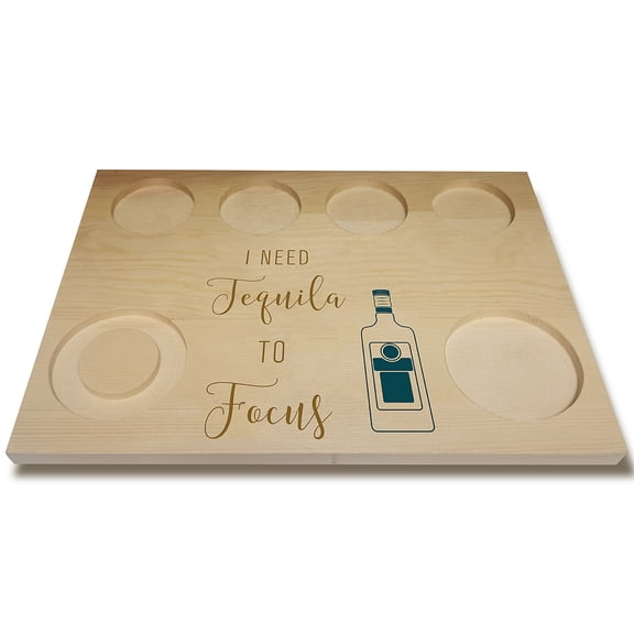 Wooden Wine Serving Tray Rectangle Bottle Pattern 180x250x12.5mm