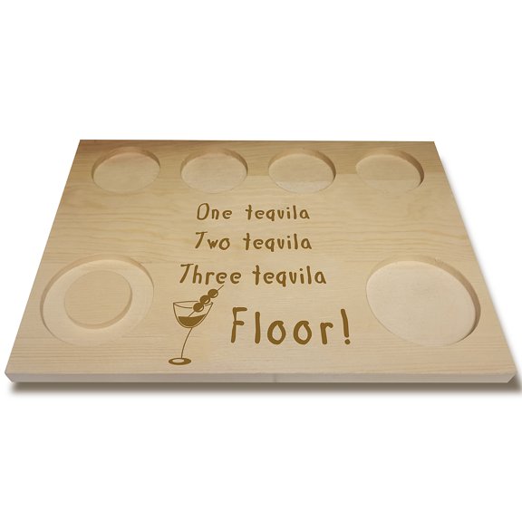 Wooden Wine Serving Tray Rectangle Drink Pattern 180x250x12.5mm