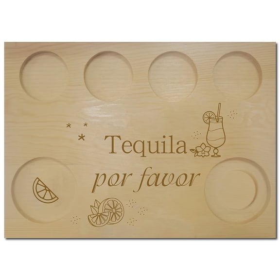 Wooden Wine Serving Tray Rectangle Drink Pattern 3 180x250x12.5mm