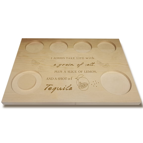 Wooden Wine Serving Tray Rectangle Lemon Pattern 180x250x12.5mm for DIY