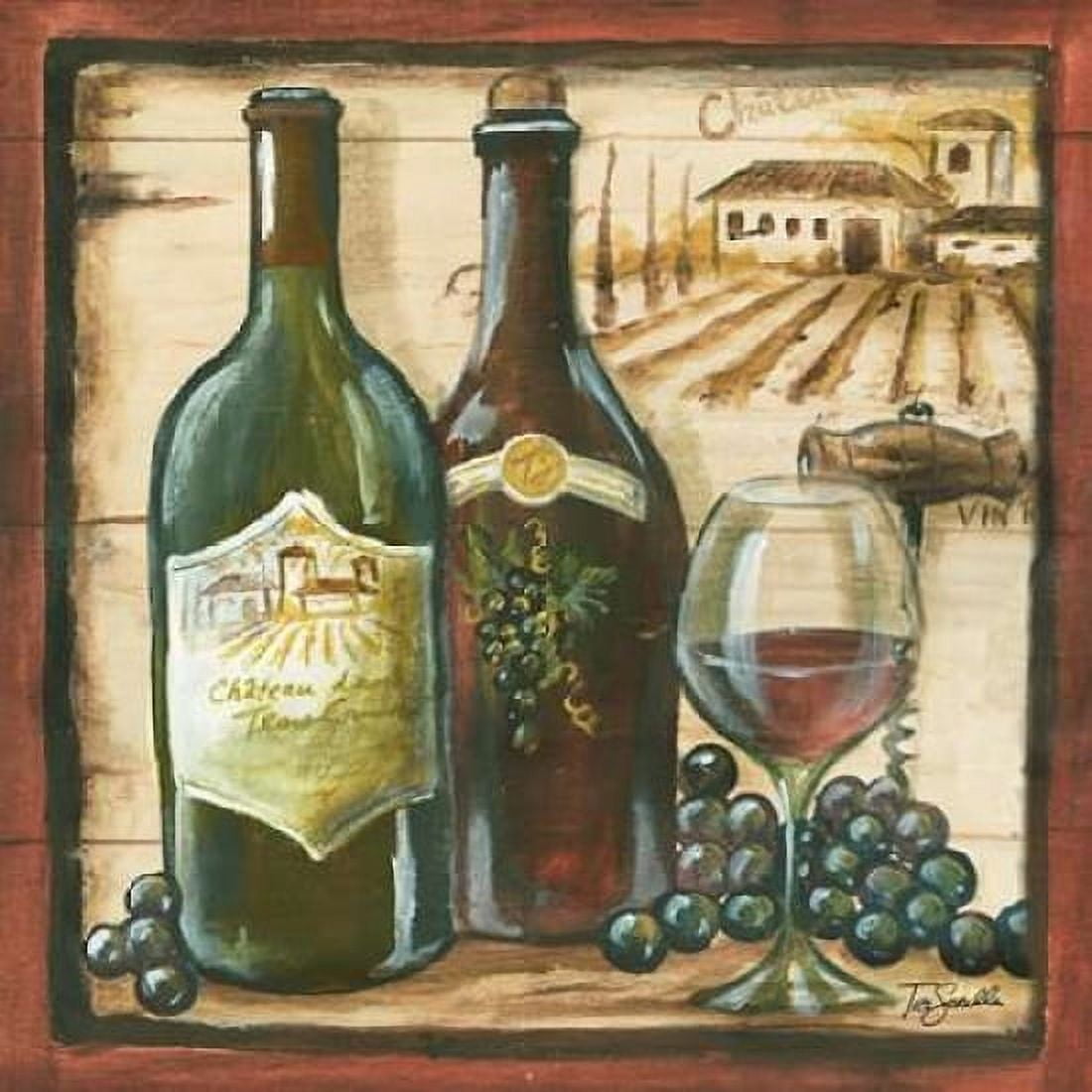 Wooden Wine Square I Canvas Art - Tre Sorelle Studios (24 x 24)