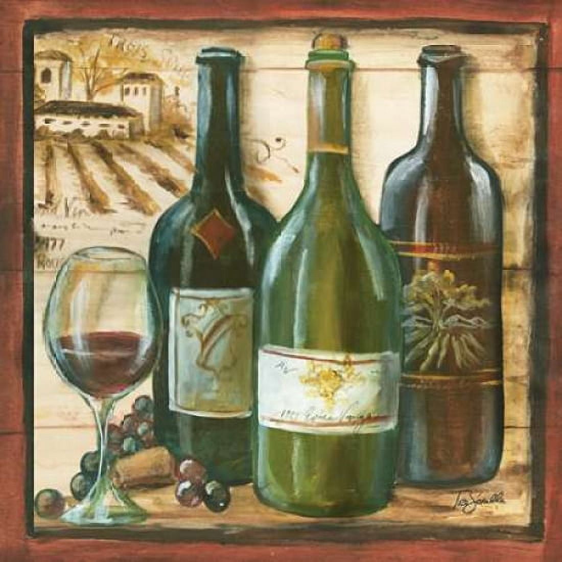 Wooden Wine Square II Canvas Art - Tre Sorelle Studios (24 x 24)