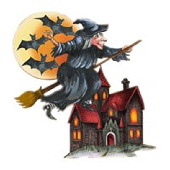 Wooden Witch Decorative Hanging or Freestanding Figurine for Home & Garden