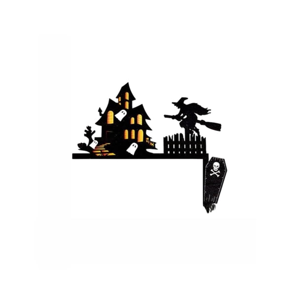 Wooden Witch Door Corner Hanging Decoration for Halloween Party Spooky Cutout Design with Lighting Effects for Doorway and Wall Display