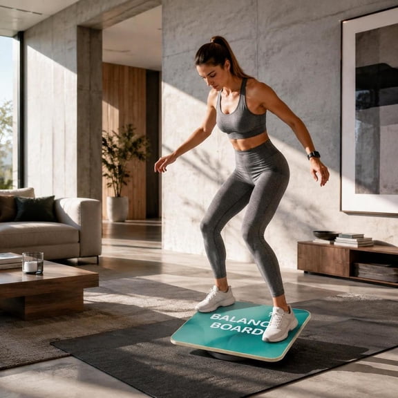 Wooden Wobble Balance Board, 360 Rotating Trainer with 3 Adjustable Difficulty Levels, Slip-Resistant Surface, for Core Workout and Standing Desk