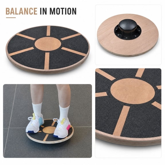 Wooden Wobble Balance Board for All age - Non-Slip 360 Degree Rotating Core Strength Trainer, Stability Exercise Equipment for Home Gym, Yoga & Physical Therapy