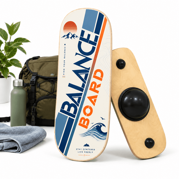 Wooden Wobble Balance Board with Non-Slip Mat for Home Office Standing Desks